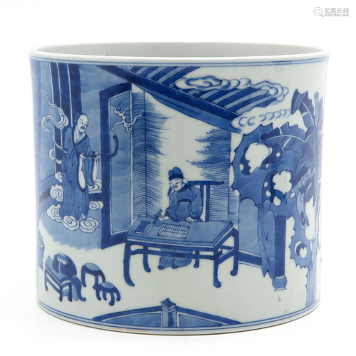 A Blue and White Brush Pot