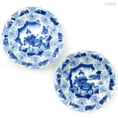 A Pair of Blue and White Saucers