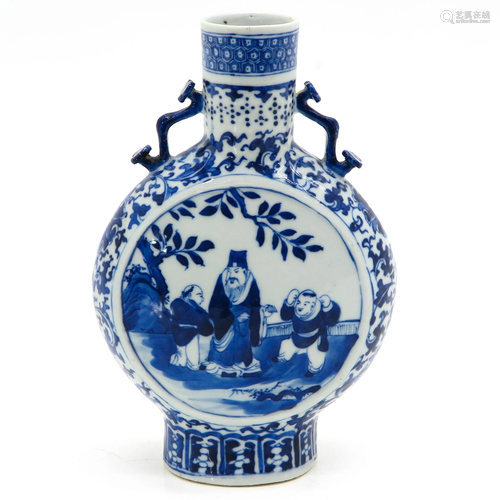 A Blue and White Moon Bottle Vase