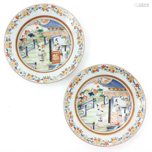 A Pair of Polychrome Decor Plates