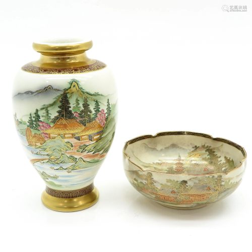 A Satsuma Vase and Bowl