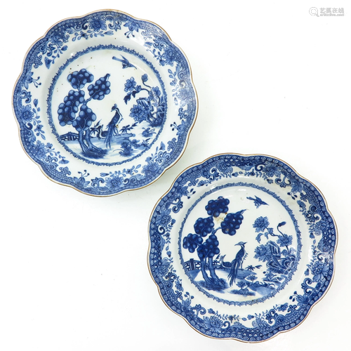 A Pair of Blue and White Plates