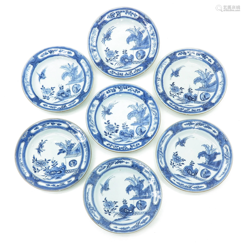 A Series of 6 Blue and White Plates