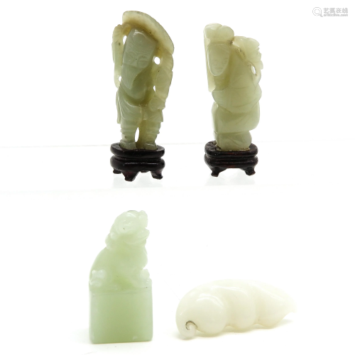 A Collection of 4 Carved Jade Items