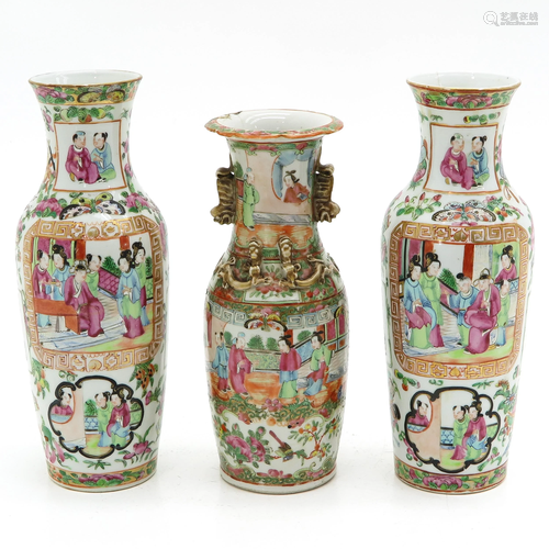 A Collection 3 Cantonese Vases