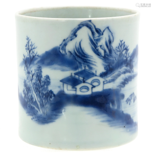 A Blue and White Brush Pot