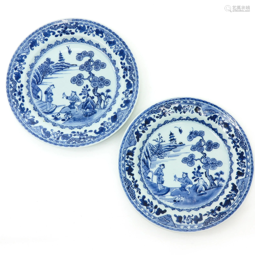 Two Blue and White Plates