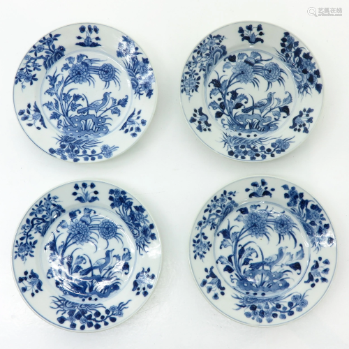 Collection of Four Blue and White Plates