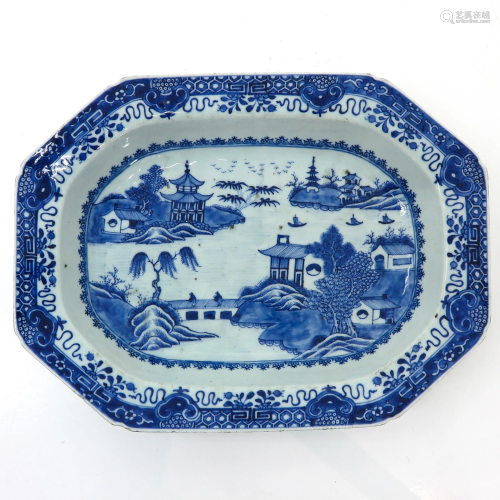 A Blue and White Serving Platter