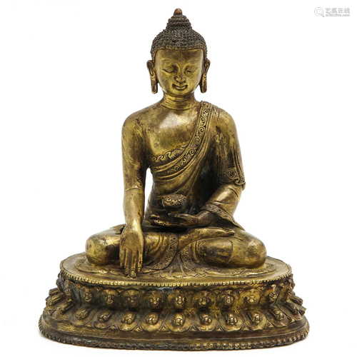 A Tibetan Bronze Buddha Sculpture