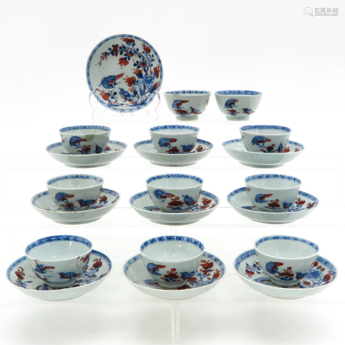 A Collection of Imari Cups and Saucers