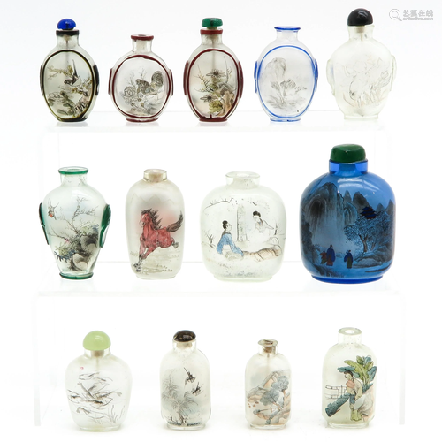 A Collection of 13 Snuff Bottles