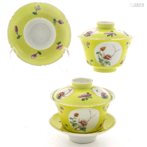 A Pair of Covered Cups and Saucers