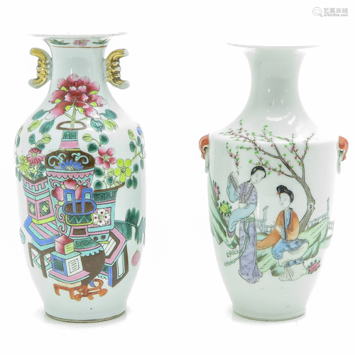 Two Polychrome Decor Vases