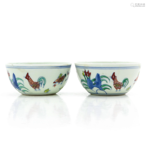 A Pair of Rooster Cups