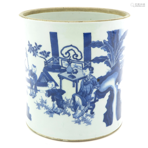 A Blue and White Brush Pot