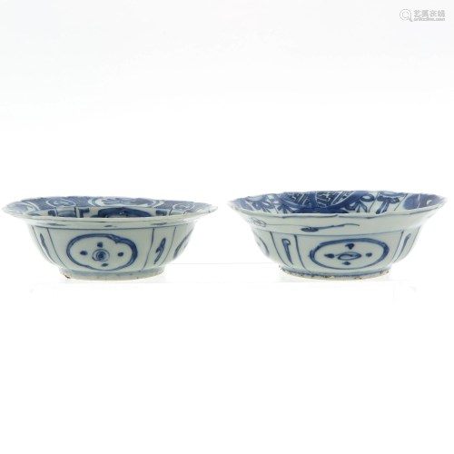A Pair of Blue and White Wanli Bowls