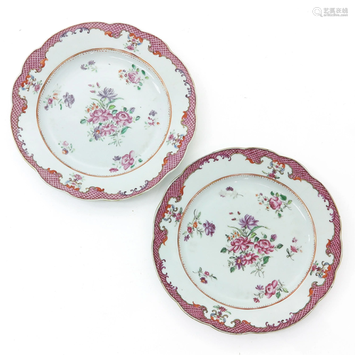 A Pair of Famille Rose Plates