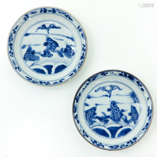 Two Small Blue and White Plates