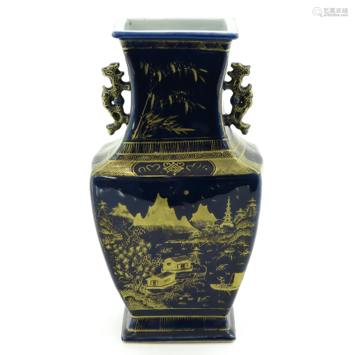 A Blue and Gilt Decor Vase