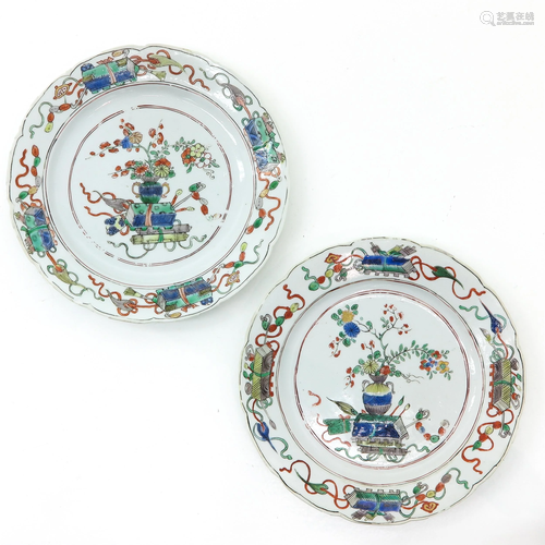 A Pair of Famille Verte Plates