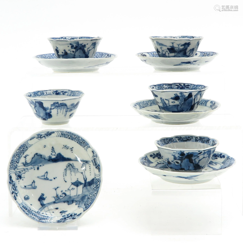 A Set of 5 Cups and Saucers