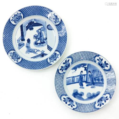 Two Blue and White Plates