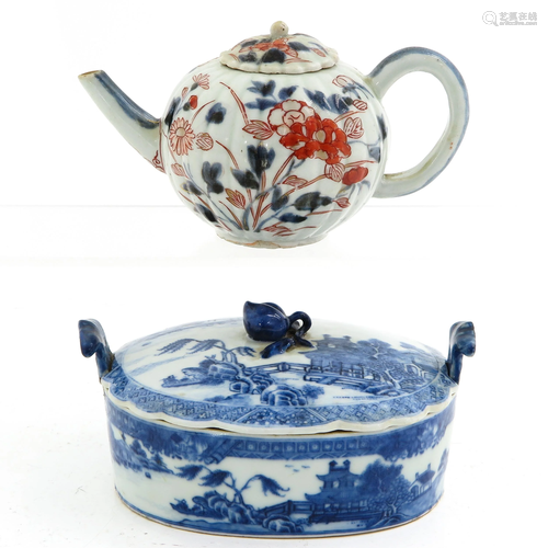 An Imari Teapot and Butter Dish