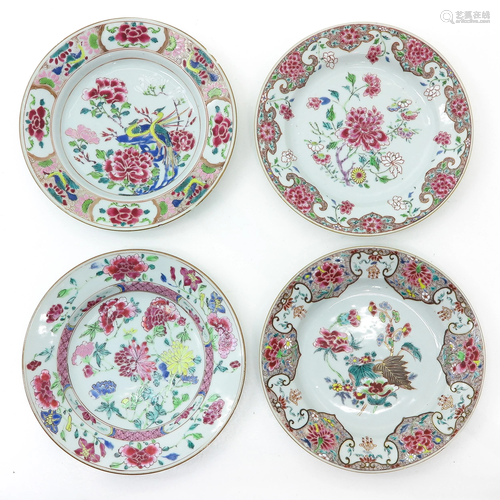 Four Famille Rose Decor Plates