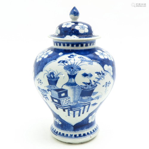 A Blue and White Jar with Cover