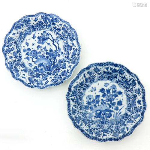 Two Blue and White Plates