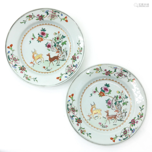 A Pair of Famille Rose Plates