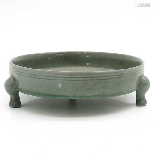 A Large Tripod Celadon Censer