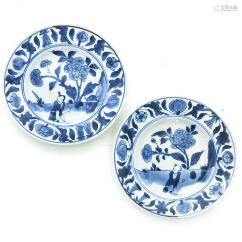 A Pair of Small Blue and White Plates