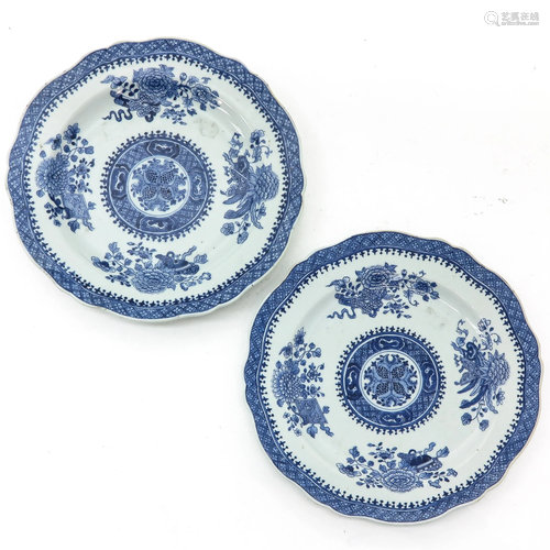 A Pair of Blue and White Plates