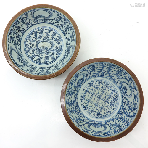 Two Batavianware Rice Bowls