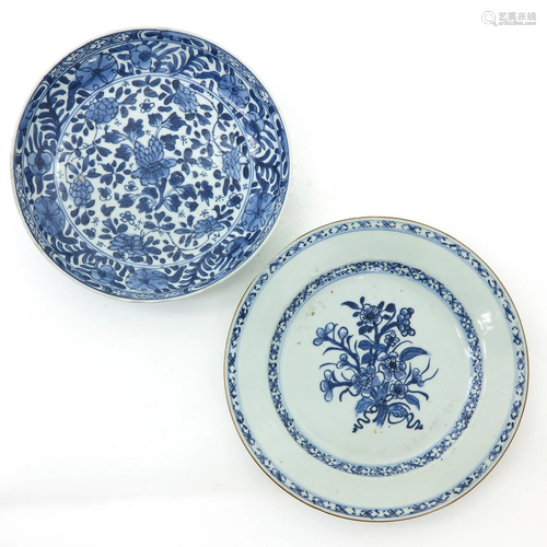 Two Blue and White Plates