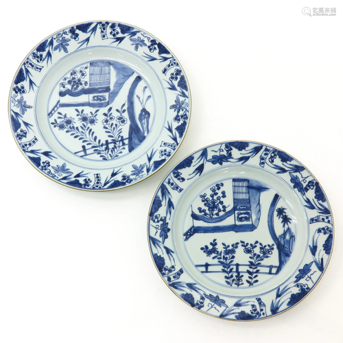 A Pair of Blue and White Plates