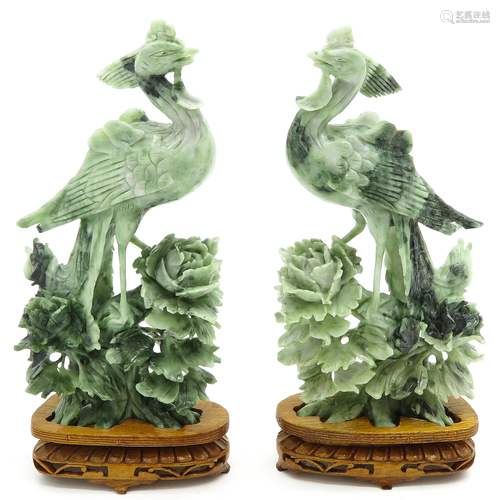 Two Carved Bird Sculptures