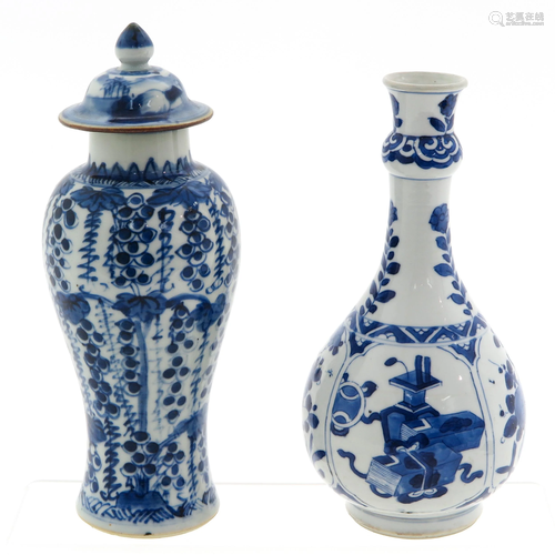 Two Blue and White Vases