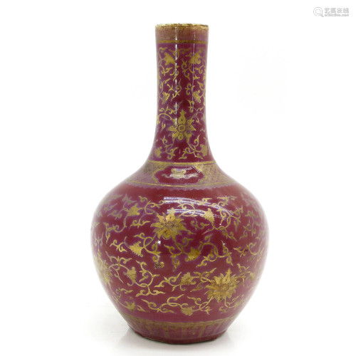 A Floral Gilt Decor Bottle Vase