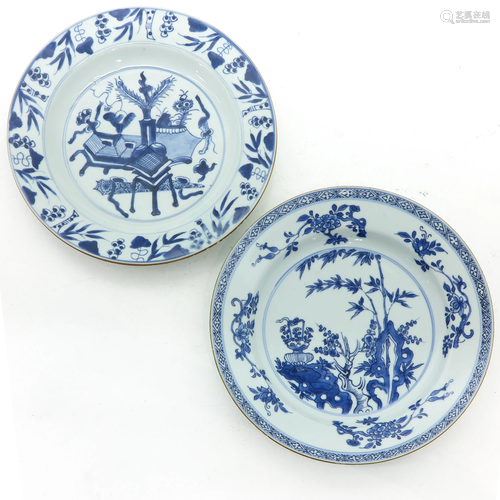 Two Blue and White Plates