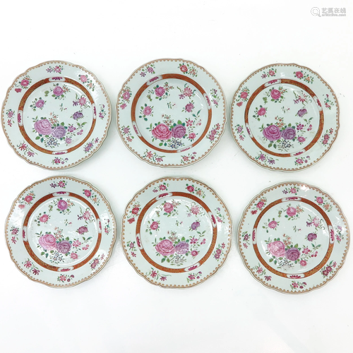 A Series of 6 Famille Rose Plates