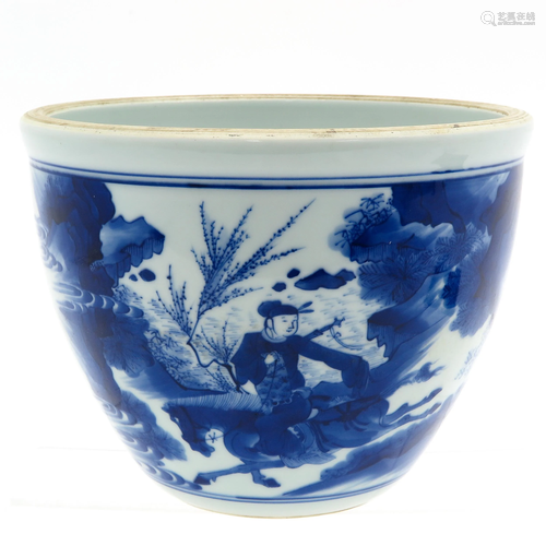 A Blue and White Cache Pot