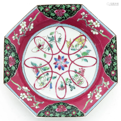 A Ruby and Famille Noir Decor Dish