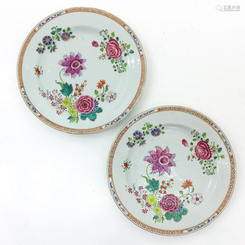 A Pair of Famille Rose Plates