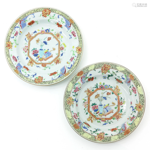 A Pair of Polychrome Decor Plates