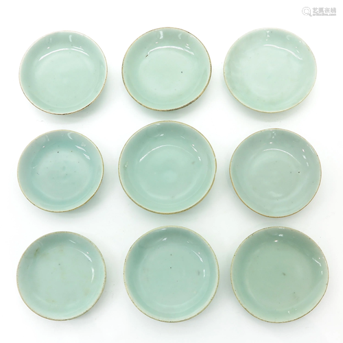 A Collection of 9 Celadon Plates