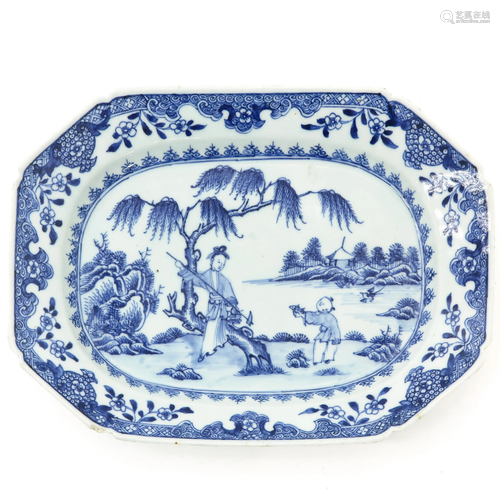 A Blue and White Serving Tray