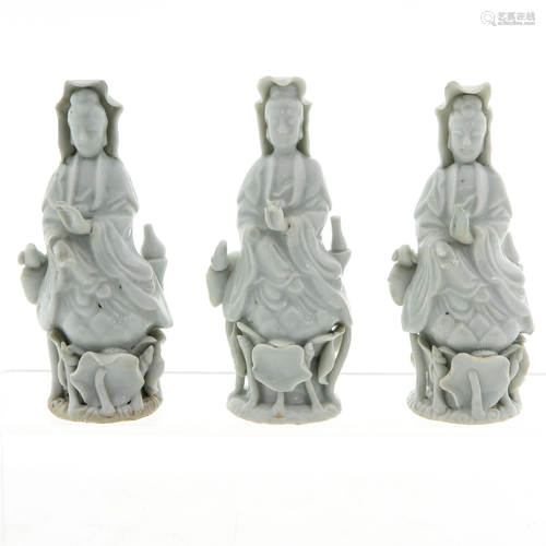 A Collection of 3 Blanc de Chine Sculptures